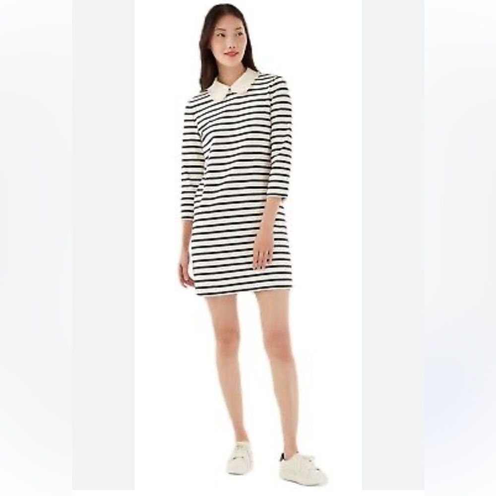 Kate Spade New York Poplin Collar Striped Tee Dress French Cream - Medium